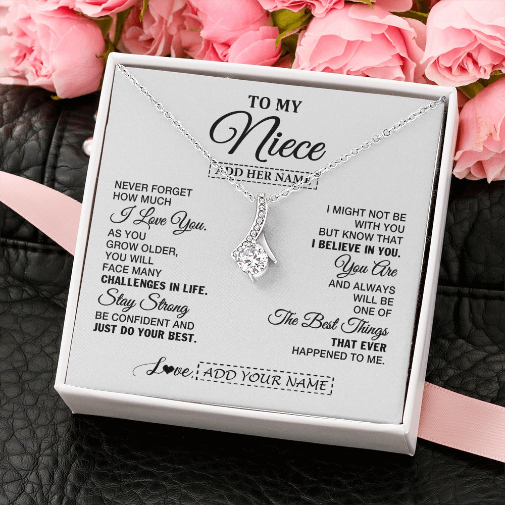 Alluring Beauty Necklace 14K White Gold Finish | 2 | Personalized To My Niece Gifts From Aunt Uncle Necklace I Love You Thoughtful Keepsake Gift Niece Birthday Graduation Christmas Custom Gift Box Message Card | https://siriusteestore.