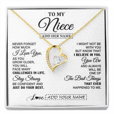 Forever Love Necklace 18K Yellow Gold Finish | 1 | Personalized To My Niece Gifts From Aunt Uncle Necklace I Love You Thoughtful Keepsake Gift Niece Birthday Graduation Christmas Custom Gift Box Message Card | https://siriusteestore.