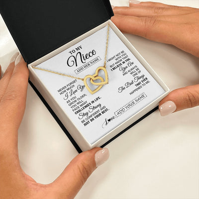 Interlocking Hearts Necklace 18K Yellow Gold Finish | 2 | Personalized To My Niece Gifts From Aunt Uncle Necklace I Love You Thoughtful Keepsake Gift Niece Birthday Graduation Christmas Custom Gift Box Message Card | https://siriusteestore.