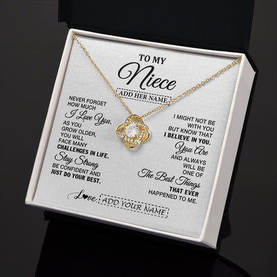Love Knot Necklace 18K Yellow Gold Finish | 2 | Personalized To My Niece Gifts From Aunt Uncle Necklace I Love You Thoughtful Keepsake Gift Niece Birthday Graduation Christmas Custom Gift Box Message Card | https://siriusteestore.