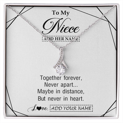 Alluring Beauty Necklace 14K White Gold Finish | 1 | Personalized To My Niece Gifts From Aunt Uncle Necklace Together Forever With Heartfelt Message Niece Birthday Graduation Christmas Gift Box Message Card | https://siriusteestore.