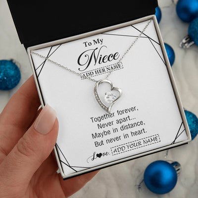 Forever Love Necklace 14K White Gold Finish | 2 | Personalized To My Niece Gifts From Aunt Uncle Necklace Together Forever With Heartfelt Message Niece Birthday Graduation Christmas Gift Box Message Card | https://siriusteestore.