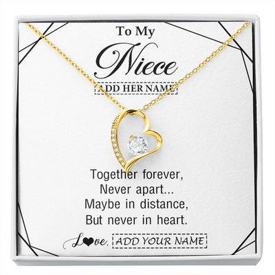 Forever Love Necklace 18K Yellow Gold Finish | 1 | Personalized To My Niece Gifts From Aunt Uncle Necklace Together Forever With Heartfelt Message Niece Birthday Graduation Christmas Gift Box Message Card | https://siriusteestore.