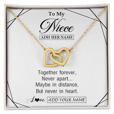 Interlocking Hearts Necklace 18K Yellow Gold Finish | 1 | Personalized To My Niece Gifts From Aunt Uncle Necklace Together Forever With Heartfelt Message Niece Birthday Graduation Christmas Gift Box Message Card | https://siriusteestore.