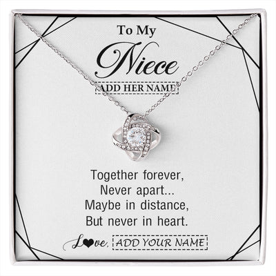 Love Knot Necklace 14K White Gold Finish | 1 | Personalized To My Niece Gifts From Aunt Uncle Necklace Together Forever With Heartfelt Message Niece Birthday Graduation Christmas Gift Box Message Card | https://siriusteestore.