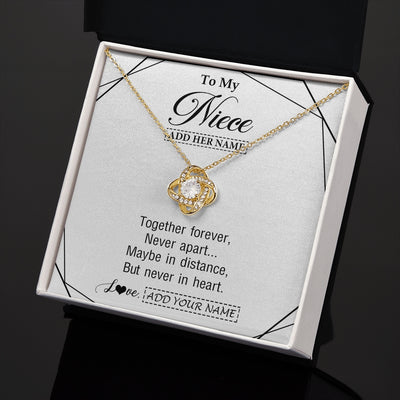 Love Knot Necklace 18K Yellow Gold Finish | 2 | Personalized To My Niece Gifts From Aunt Uncle Necklace Together Forever With Heartfelt Message Niece Birthday Graduation Christmas Gift Box Message Card | https://siriusteestore.