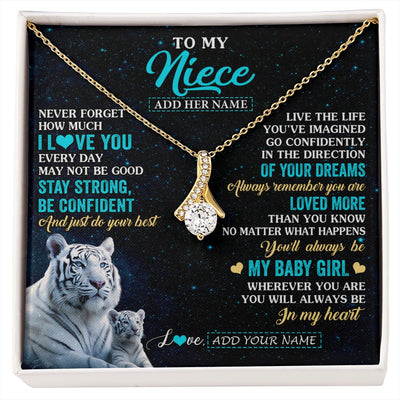 Alluring Beauty Necklace 18K Yellow Gold Finish | 1 | Personalized To My Niece Gifts From Aunt Uncle Necklace White Tiger Never Forget How Much I Love You Niece Birthday Christmas Customized Gift Box Message Card | siriusteestore.myshopify