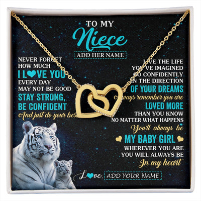 Interlocking Hearts Necklace 18K Yellow Gold Finish | 1 | Personalized To My Niece Gifts From Aunt Uncle Necklace White Tiger Never Forget How Much I Love You Niece Birthday Christmas Customized Gift Box Message Card | siriusteestore.myshopify