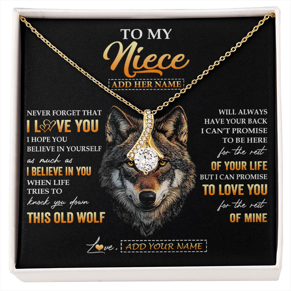 Alluring Beauty Necklace 18K Yellow Gold Finish | 1 | Personalized To My Niece Gifts From Uncle Aunt Auntie Necklace Old Wolf Love You Niece Birthday Gifts Graduation Christmas Customized Gift Box Message Card | siriusteestore