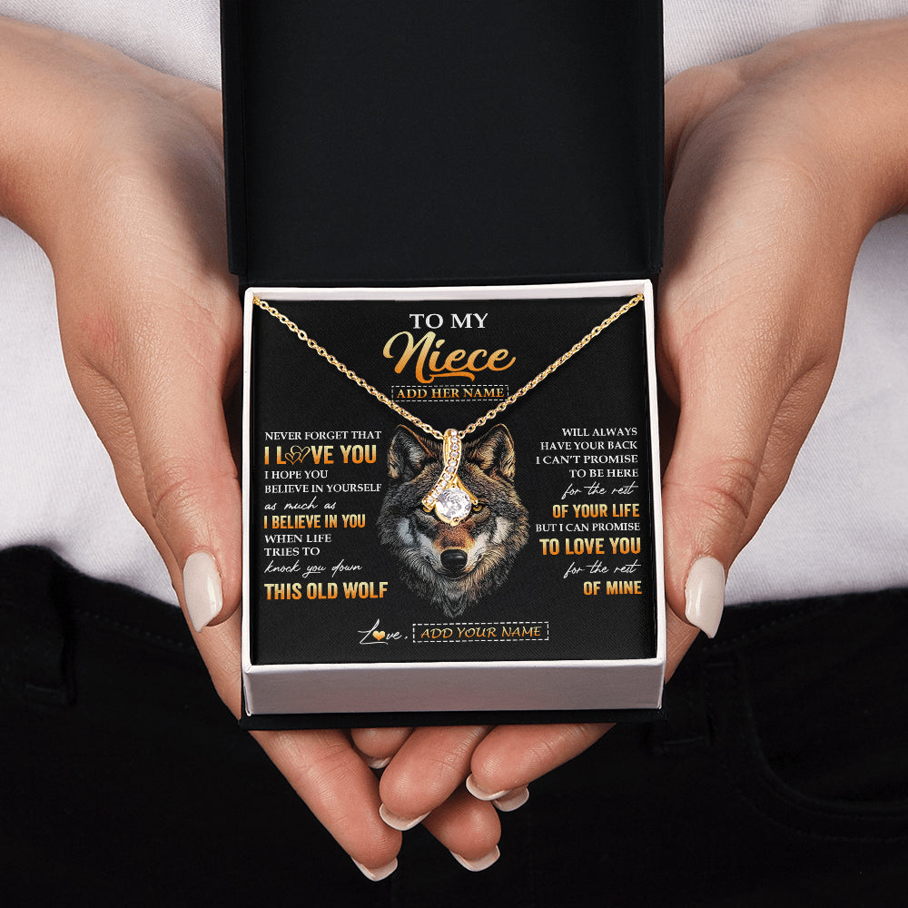 Alluring Beauty Necklace 18K Yellow Gold Finish | 2 | Personalized To My Niece Gifts From Uncle Aunt Auntie Necklace Old Wolf Love You Niece Birthday Gifts Graduation Christmas Customized Gift Box Message Card | siriusteestore