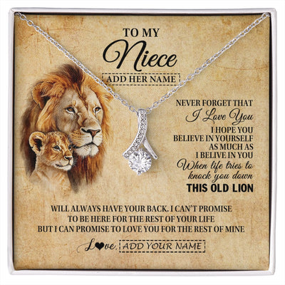Alluring Beauty Necklace 14K White Gold Finish | 1 | Personalized To My Niece Gifts From Uncle Lion Necklace I Love You Niece Birthday Gifts From Uncle Graduation Christmas Customized Gift Box Message Card | siriusteestore.myshopify