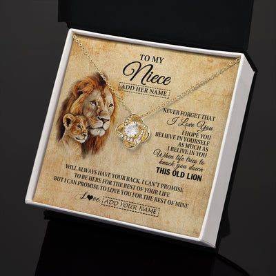 Love Knot Necklace 18K Yellow Gold Finish | 2 | Personalized To My Niece Gifts From Uncle Lion Necklace I Love You Niece Birthday Gifts From Uncle Graduation Christmas Customized Gift Box Message Card | siriusteestore.myshopify