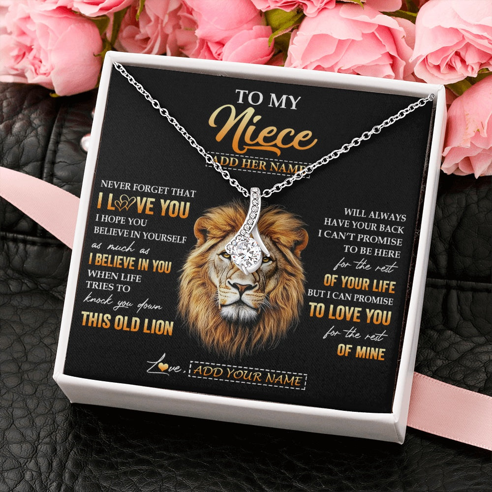 Alluring Beauty Necklace 14K White Gold Finish | 2 | Personalized To My Niece Gifts From Uncle Necklace Old Lion Love You Niece Birthday Gifts Graduation Christmas Customized Gift Box Message Card | siriusteestore.myshopify