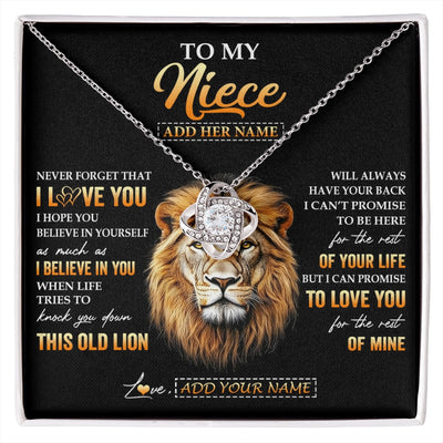 Love Knot Necklace 14K White Gold Finish | 1 | Personalized To My Niece Gifts From Uncle Necklace Old Lion Love You Niece Birthday Gifts Graduation Christmas Customized Gift Box Message Card | siriusteestore.myshopify