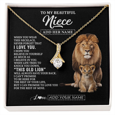 Alluring Beauty Necklace 18K Yellow Gold Finish | 1 | Personalized To My Niece Gifts From Uncle Necklace This Old Lion Love You Niece Birthday Gifts Graduation Christmas Jewelry Customized Gift Box Message Card | https://siriusteestore.