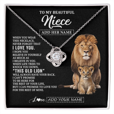 Love Knot Necklace 14K White Gold Finish | 1 | Personalized To My Niece Gifts From Uncle Necklace This Old Lion Love You Niece Birthday Gifts Graduation Christmas Jewelry Customized Gift Box Message Card | https://siriusteestore.