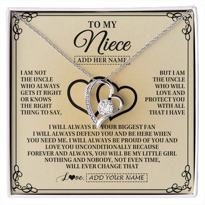 Forever Love Necklace 14K White Gold Finish | 1 | Personalized To My Niece Gifts From Uncle Niece Birthday Gifts Jewelry For Women Uncle Niece Pendant Necklace Christmas Custom Gift Box Message Card | https://siriusteestore.