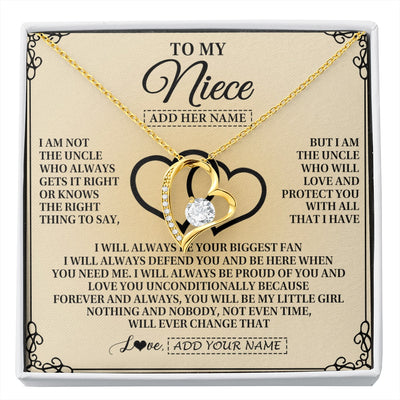Forever Love Necklace 18K Yellow Gold Finish | 1 | Personalized To My Niece Gifts From Uncle Niece Birthday Gifts Jewelry For Women Uncle Niece Pendant Necklace Christmas Custom Gift Box Message Card | https://siriusteestore.