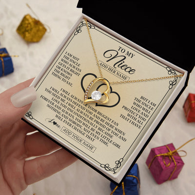 Forever Love Necklace 18K Yellow Gold Finish | 2 | Personalized To My Niece Gifts From Uncle Niece Birthday Gifts Jewelry For Women Uncle Niece Pendant Necklace Christmas Custom Gift Box Message Card | https://siriusteestore.