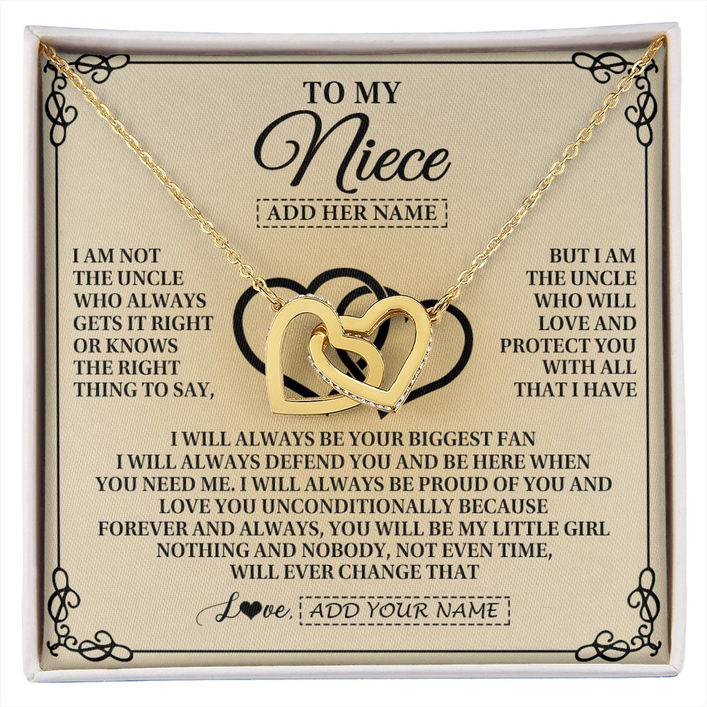 Interlocking Hearts Necklace 18K Yellow Gold Finish | 1 | Personalized To My Niece Gifts From Uncle Niece Birthday Gifts Jewelry For Women Uncle Niece Pendant Necklace Christmas Custom Gift Box Message Card | https://siriusteestore.