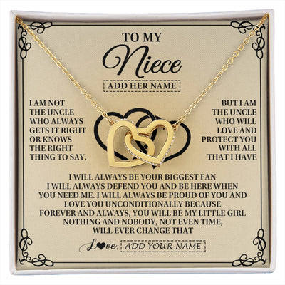 Interlocking Hearts Necklace 18K Yellow Gold Finish | 1 | Personalized To My Niece Gifts From Uncle Niece Birthday Gifts Jewelry For Women Uncle Niece Pendant Necklace Christmas Custom Gift Box Message Card | https://siriusteestore.