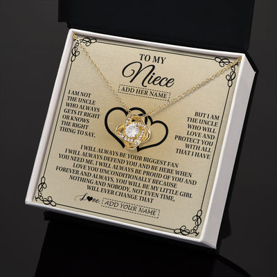 Love Knot Necklace 18K Yellow Gold Finish | 2 | Personalized To My Niece Gifts From Uncle Niece Birthday Gifts Jewelry For Women Uncle Niece Pendant Necklace Christmas Custom Gift Box Message Card | https://siriusteestore.