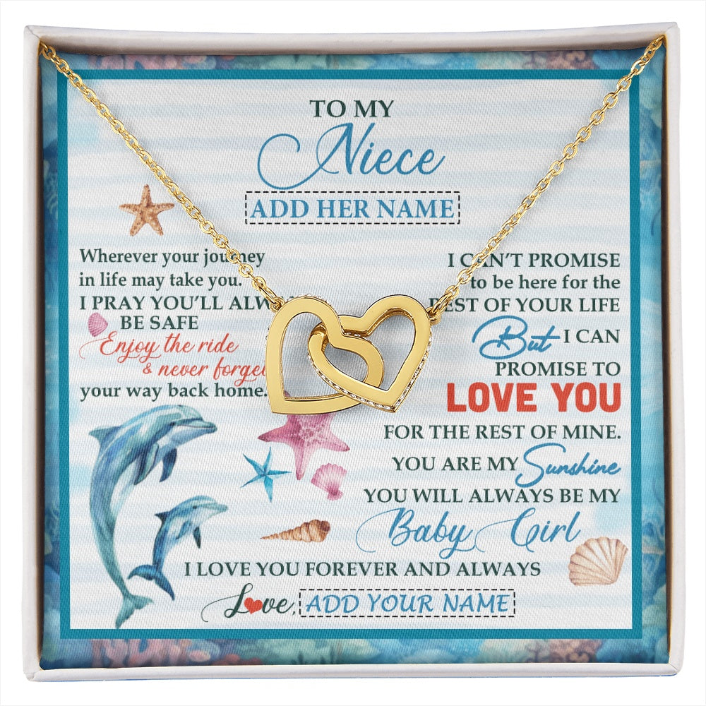Interlocking Hearts Necklace 18K Yellow Gold Finish | 1 | Personalized To My Niece Gifts Necklace Dolphin From Aunt Uncle My Sunshine Jewelry For Niece Birthday Gift Christmas Graduation Custom Gift Box Message Card | https://siriusteestore.