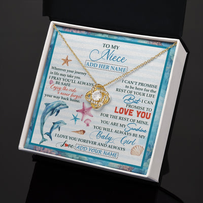 Love Knot Necklace 18K Yellow Gold Finish | 2 | Personalized To My Niece Gifts Necklace Dolphin From Aunt Uncle My Sunshine Jewelry For Niece Birthday Gift Christmas Graduation Custom Gift Box Message Card | https://siriusteestore.
