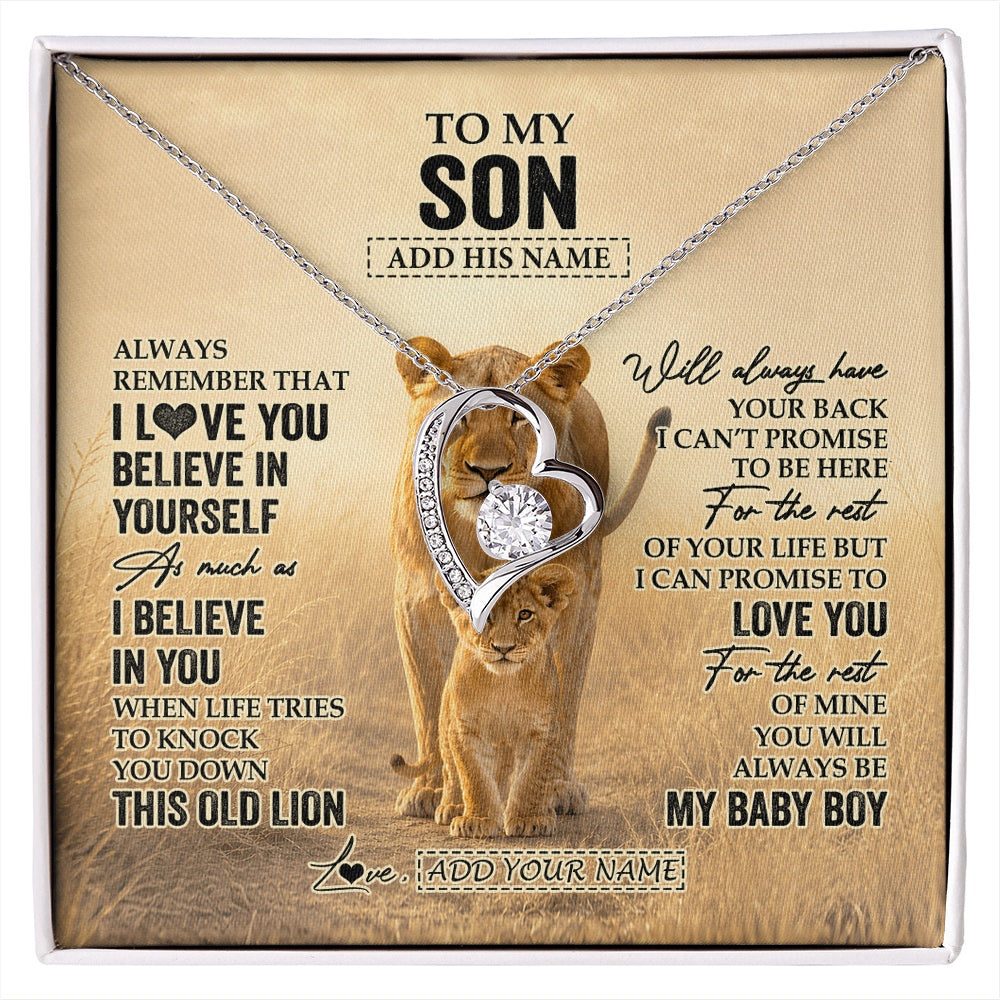 Forever Love Necklace 14K White Gold Finish | 1 | Personalized To My Niece Gifts Necklace From Aunt Auntie Always Remember Lion Gifts For Niece Birthday Graduation Christmas Custom Gift Box Message Card | https://siriusteestore.
