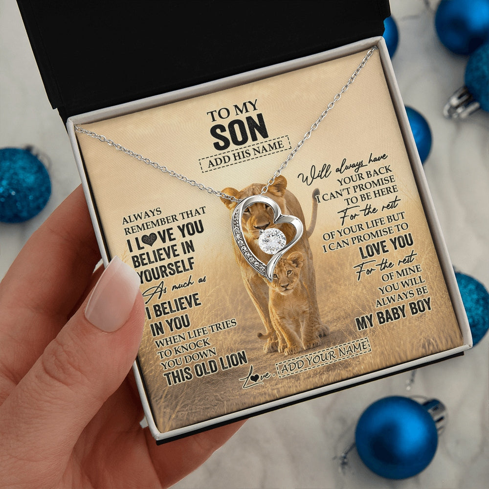 Forever Love Necklace 14K White Gold Finish | 2 | Personalized To My Niece Gifts Necklace From Aunt Auntie Always Remember Lion Gifts For Niece Birthday Graduation Christmas Custom Gift Box Message Card | https://siriusteestore.