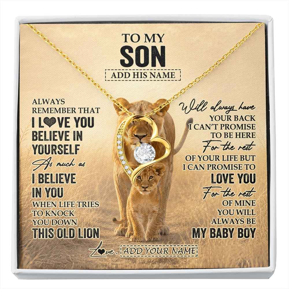 Forever Love Necklace 18K Yellow Gold Finish | 1 | Personalized To My Niece Gifts Necklace From Aunt Auntie Always Remember Lion Gifts For Niece Birthday Graduation Christmas Custom Gift Box Message Card | https://siriusteestore.