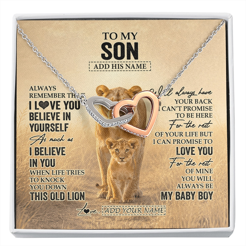 Interlocking Hearts Necklace Stainless Steel & Rose Gold Finish | 1 | Personalized To My Niece Gifts Necklace From Aunt Auntie Always Remember Lion Gifts For Niece Birthday Graduation Christmas Custom Gift Box Message Card | https://siriusteestore.