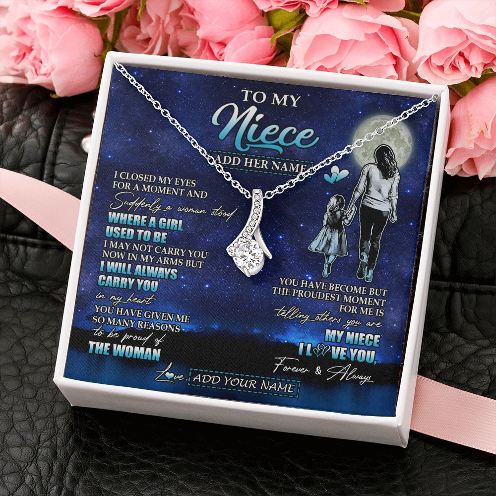 Alluring Beauty Necklace 14K White Gold Finish | 2 | Personalized To My Niece Gifts Necklace From Aunt Auntie I Closed My Eyes For A Moment Niece Birthday Graduation Christmas Customized Gift Box Message Card | siriusteestore.myshopify