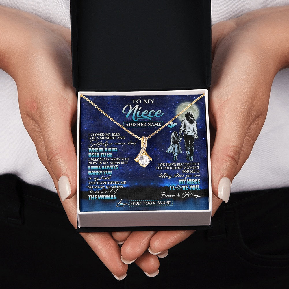 Alluring Beauty Necklace 18K Yellow Gold Finish | 2 | Personalized To My Niece Gifts Necklace From Aunt Auntie I Closed My Eyes For A Moment Niece Birthday Graduation Christmas Customized Gift Box Message Card | siriusteestore.myshopify