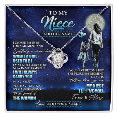 Love Knot Necklace 14K White Gold Finish | 1 | Personalized To My Niece Gifts Necklace From Aunt Auntie I Closed My Eyes For A Moment Niece Birthday Graduation Christmas Customized Gift Box Message Card | siriusteestore.myshopify