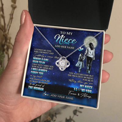 Love Knot Necklace 14K White Gold Finish | 2 | Personalized To My Niece Gifts Necklace From Aunt Auntie I Closed My Eyes For A Moment Niece Birthday Graduation Christmas Customized Gift Box Message Card | siriusteestore.myshopify