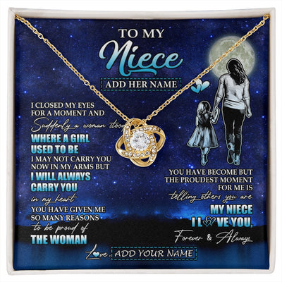 Love Knot Necklace 18K Yellow Gold Finish | 1 | Personalized To My Niece Gifts Necklace From Aunt Auntie I Closed My Eyes For A Moment Niece Birthday Graduation Christmas Customized Gift Box Message Card | siriusteestore.myshopify