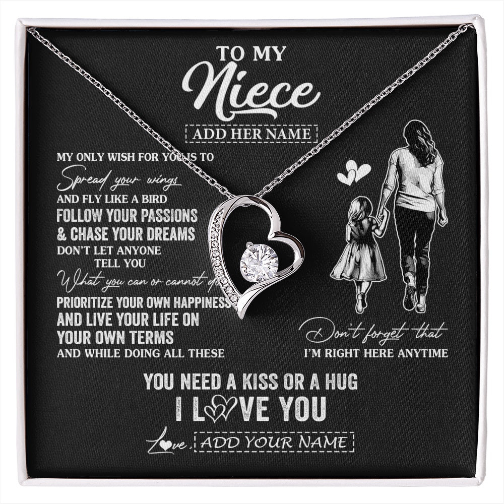 Forever Love Necklace 14K White Gold Finish | 1 | Personalized To My Niece Gifts Necklace From Aunt Auntie My Only Wish For You Niece Birthday Gifts Graduation Christmas Customized Gift Box Message Card | siriusteestore.myshopify