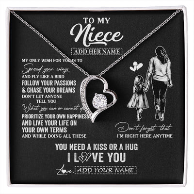 Forever Love Necklace 14K White Gold Finish | 1 | Personalized To My Niece Gifts Necklace From Aunt Auntie My Only Wish For You Niece Birthday Gifts Graduation Christmas Customized Gift Box Message Card | siriusteestore.myshopify