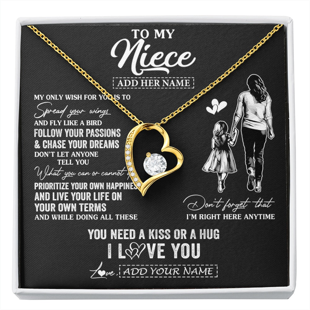 Forever Love Necklace 18K Yellow Gold Finish | 1 | Personalized To My Niece Gifts Necklace From Aunt Auntie My Only Wish For You Niece Birthday Gifts Graduation Christmas Customized Gift Box Message Card | siriusteestore.myshopify