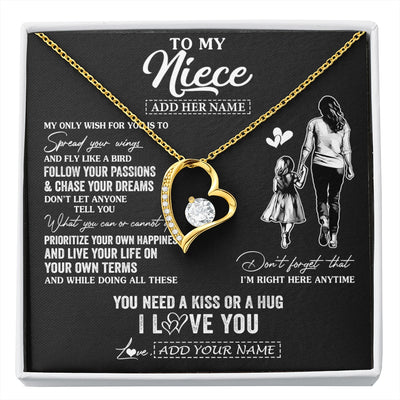 Forever Love Necklace 18K Yellow Gold Finish | 1 | Personalized To My Niece Gifts Necklace From Aunt Auntie My Only Wish For You Niece Birthday Gifts Graduation Christmas Customized Gift Box Message Card | siriusteestore.myshopify