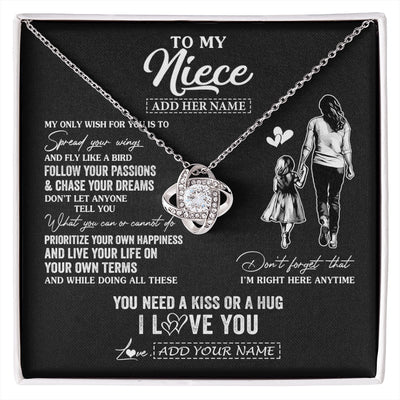 Love Knot Necklace 14K White Gold Finish | 1 | Personalized To My Niece Gifts Necklace From Aunt Auntie My Only Wish For You Niece Birthday Gifts Graduation Christmas Customized Gift Box Message Card | siriusteestore.myshopify