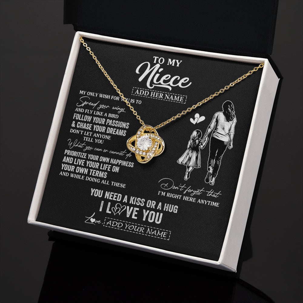 Love Knot Necklace 18K Yellow Gold Finish | 2 | Personalized To My Niece Gifts Necklace From Aunt Auntie My Only Wish For You Niece Birthday Gifts Graduation Christmas Customized Gift Box Message Card | siriusteestore.myshopify