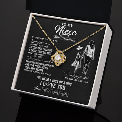 Love Knot Necklace 18K Yellow Gold Finish | 2 | Personalized To My Niece Gifts Necklace From Aunt Auntie My Only Wish For You Niece Birthday Gifts Graduation Christmas Customized Gift Box Message Card | siriusteestore.myshopify