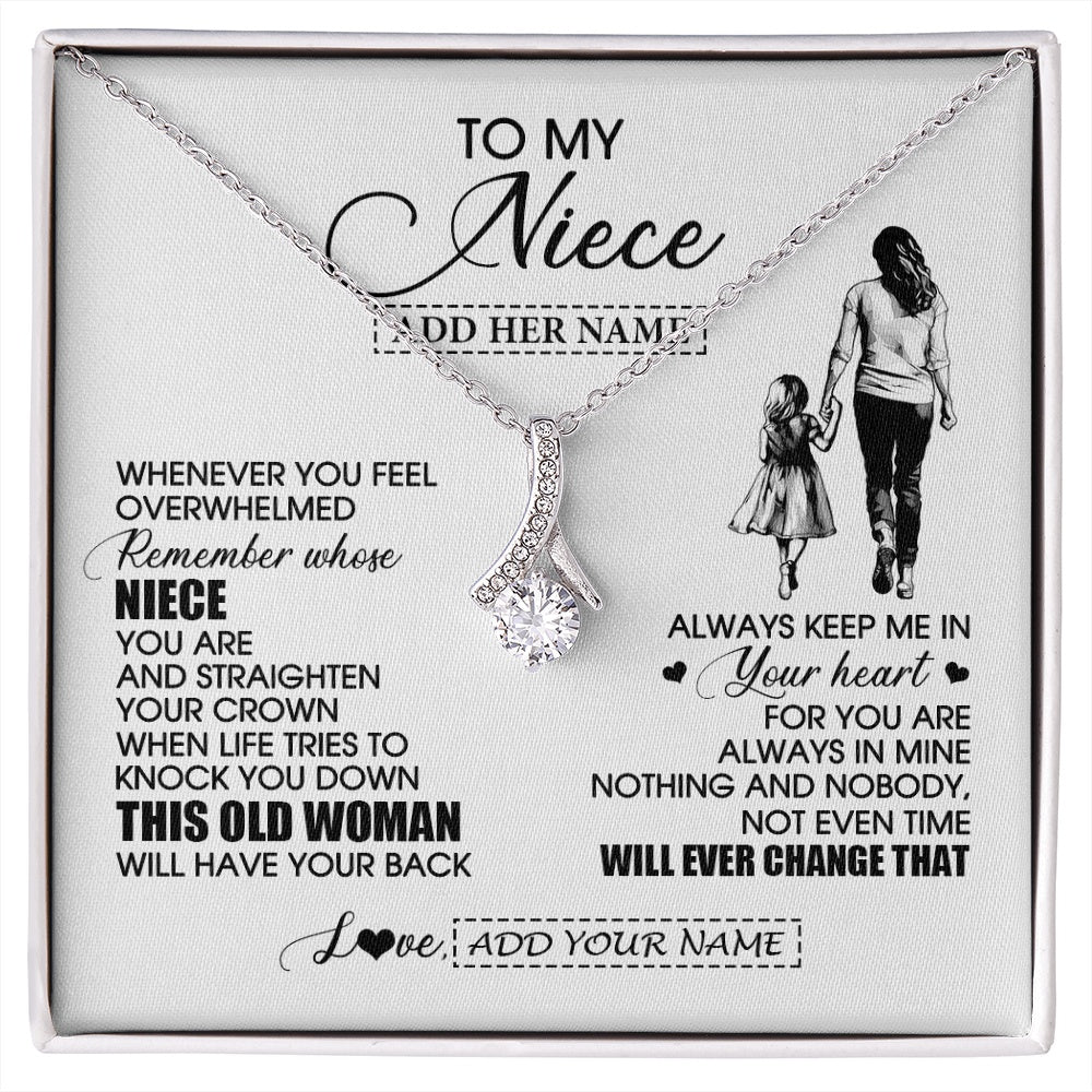 Alluring Beauty Necklace 14K White Gold Finish | 1 | Personalized To My Niece Gifts Necklace From Aunt Auntie Whenever Woman Unique Birthday Gifts For Niece Graduation Christmas Customized Gift Box Message Card | siriusteestore.myshopify