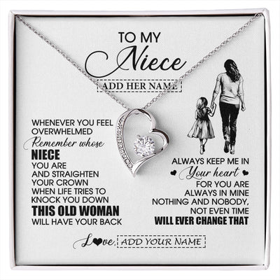 Forever Love Necklace 14K White Gold Finish | 1 | Personalized To My Niece Gifts Necklace From Aunt Auntie Whenever Woman Unique Birthday Gifts For Niece Graduation Christmas Customized Gift Box Message Card | siriusteestore.myshopify