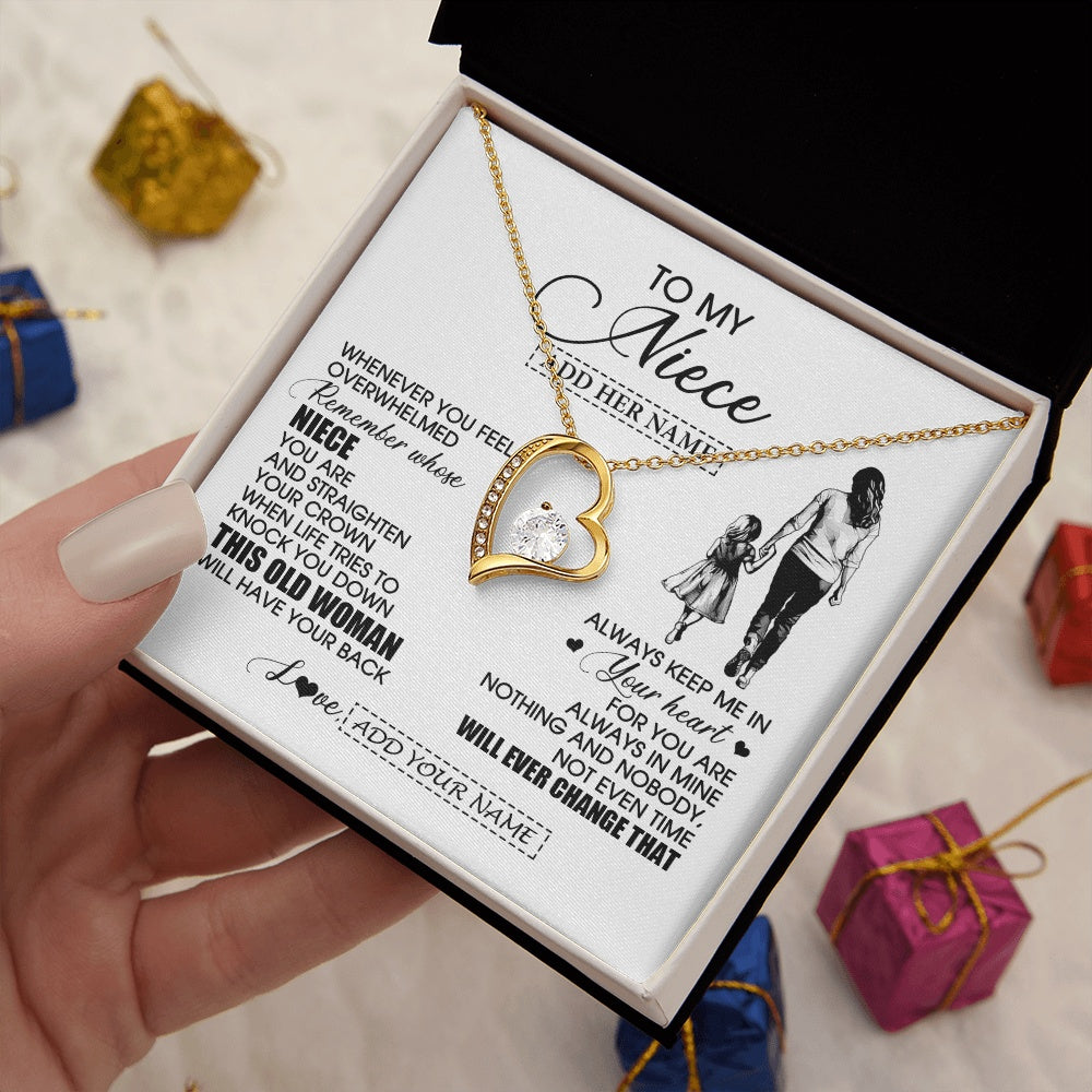 Forever Love Necklace 18K Yellow Gold Finish | 2 | Personalized To My Niece Gifts Necklace From Aunt Auntie Whenever Woman Unique Birthday Gifts For Niece Graduation Christmas Customized Gift Box Message Card | siriusteestore.myshopify