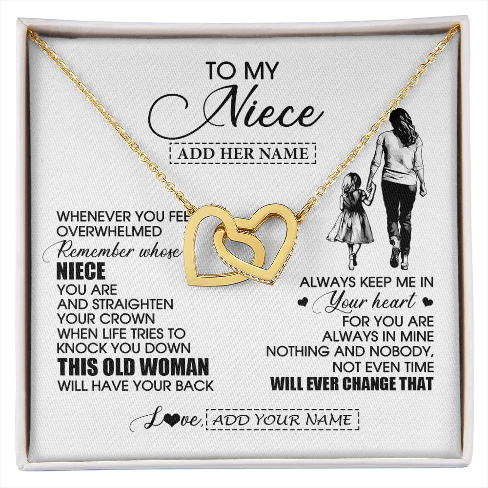 Interlocking Hearts Necklace 18K Yellow Gold Finish | 1 | Personalized To My Niece Gifts Necklace From Aunt Auntie Whenever Woman Unique Birthday Gifts For Niece Graduation Christmas Customized Gift Box Message Card | siriusteestore.myshopify