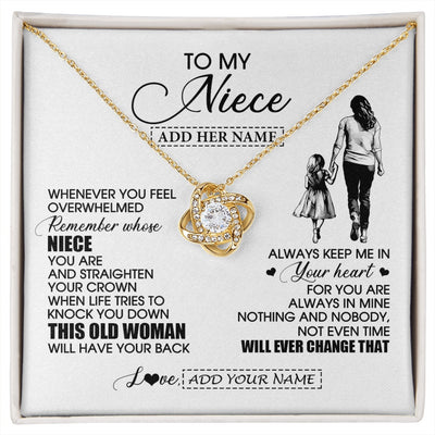 Love Knot Necklace 18K Yellow Gold Finish | 1 | Personalized To My Niece Gifts Necklace From Aunt Auntie Whenever Woman Unique Birthday Gifts For Niece Graduation Christmas Customized Gift Box Message Card | siriusteestore.myshopify