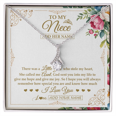 Alluring Beauty Necklace 14K White Gold Finish | 1 | Personalized To My Niece Gifts Necklace From Aunt Filled With My Love Niece Birthday Gifts Graduation Wedding Valentines Christmas Gift Box Message Card | https://siriusteestore.